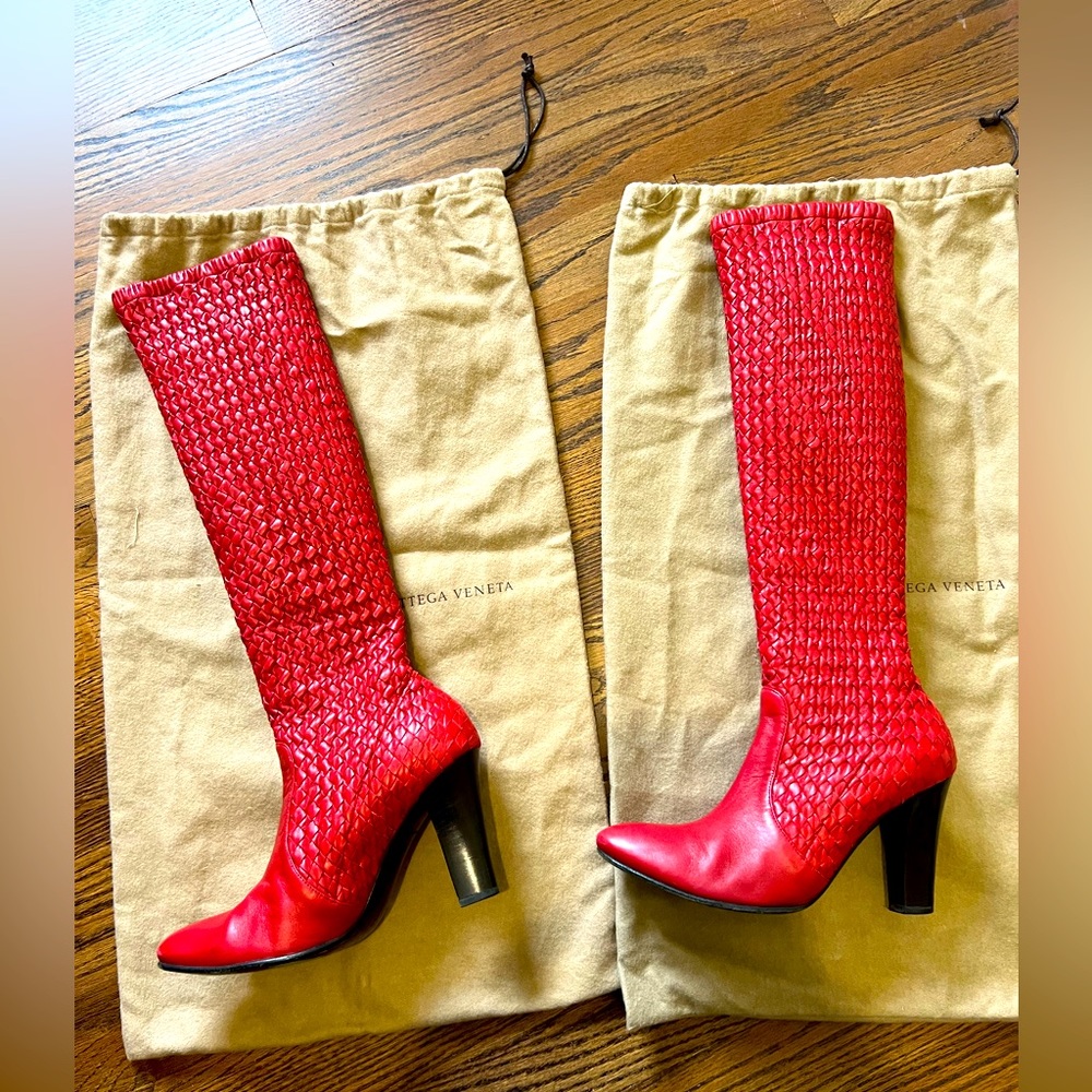 Bottega Vintage Woven Knee High Boots